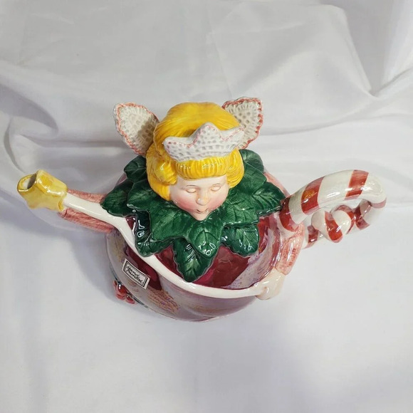 VTG Department 56 Sugar Plum Fairy Christmas Teapot Candy Cane Handle Dept 56 - Picture 11 of 11